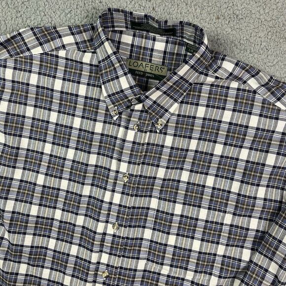 Other - Loafers Reed & James Long Sleeve Button‎ Down Cotton Plaid Shirt Mens Large New
